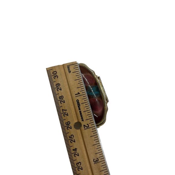 Charming Pill Box Vintage Retro Gold Tone Puffed Lid Retro Chic Aged Finish - Picture 13 of 14